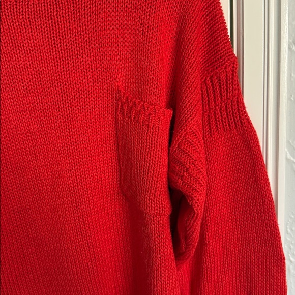 Laura Scott Vibrant red vintage ramie/cotton blend sweater with pocket - Picture 3 of 4